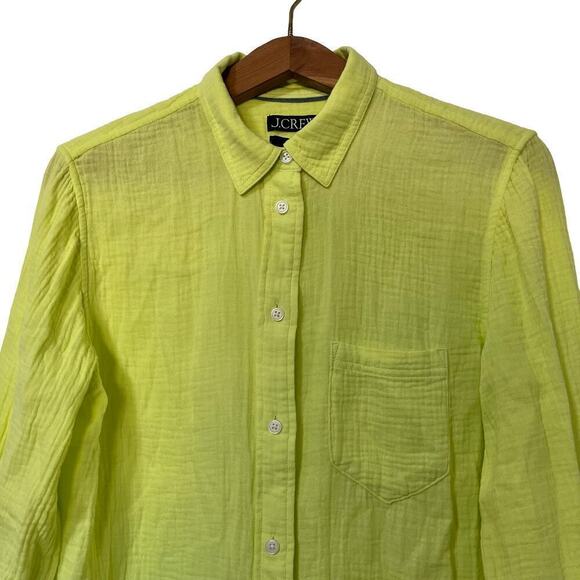 J. Crew Classic Double Gauze Button Up Shirt Size 8 Kiwi Green Lightweight Beach - Picture 3 of 8